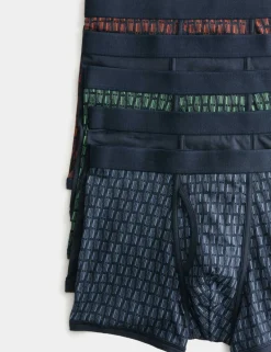 5 Pack Cotton Stretch Tile Print Trunks