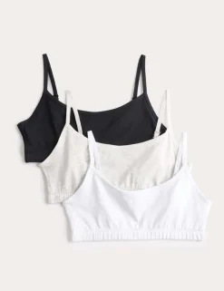 3 Pack Cotton with Stretch Crop Tops (6-16 Yrs)