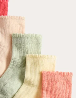 5 Pack Cotton with Stretch Frill Socks