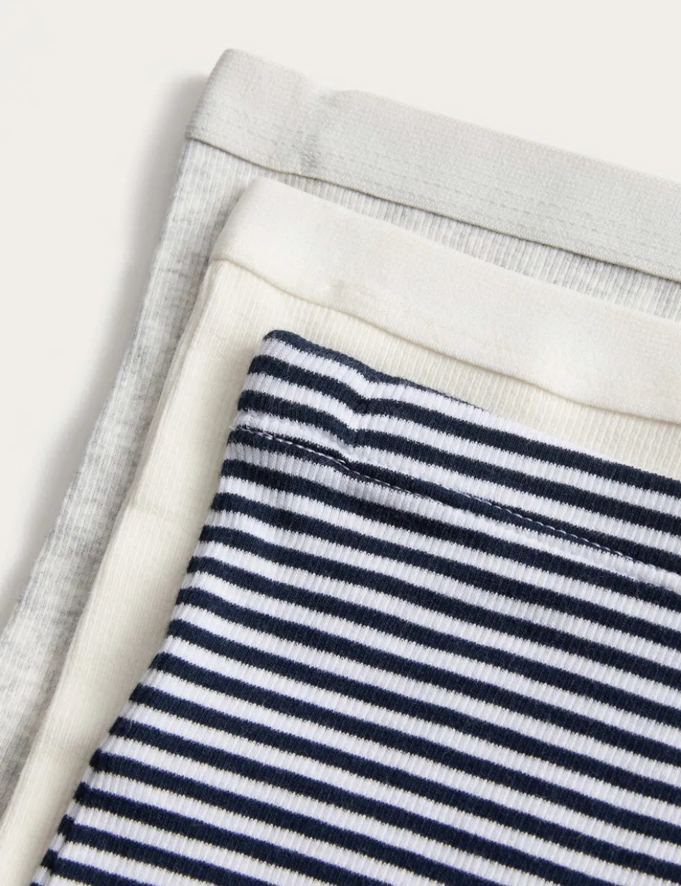 3 Pack Cotton with Stretch Striped Ribbed Boxers (6-16 Yrs)