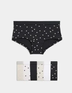 7 Pack Cotton with Stretch Heart Print Shorts (5-16 Yrs)