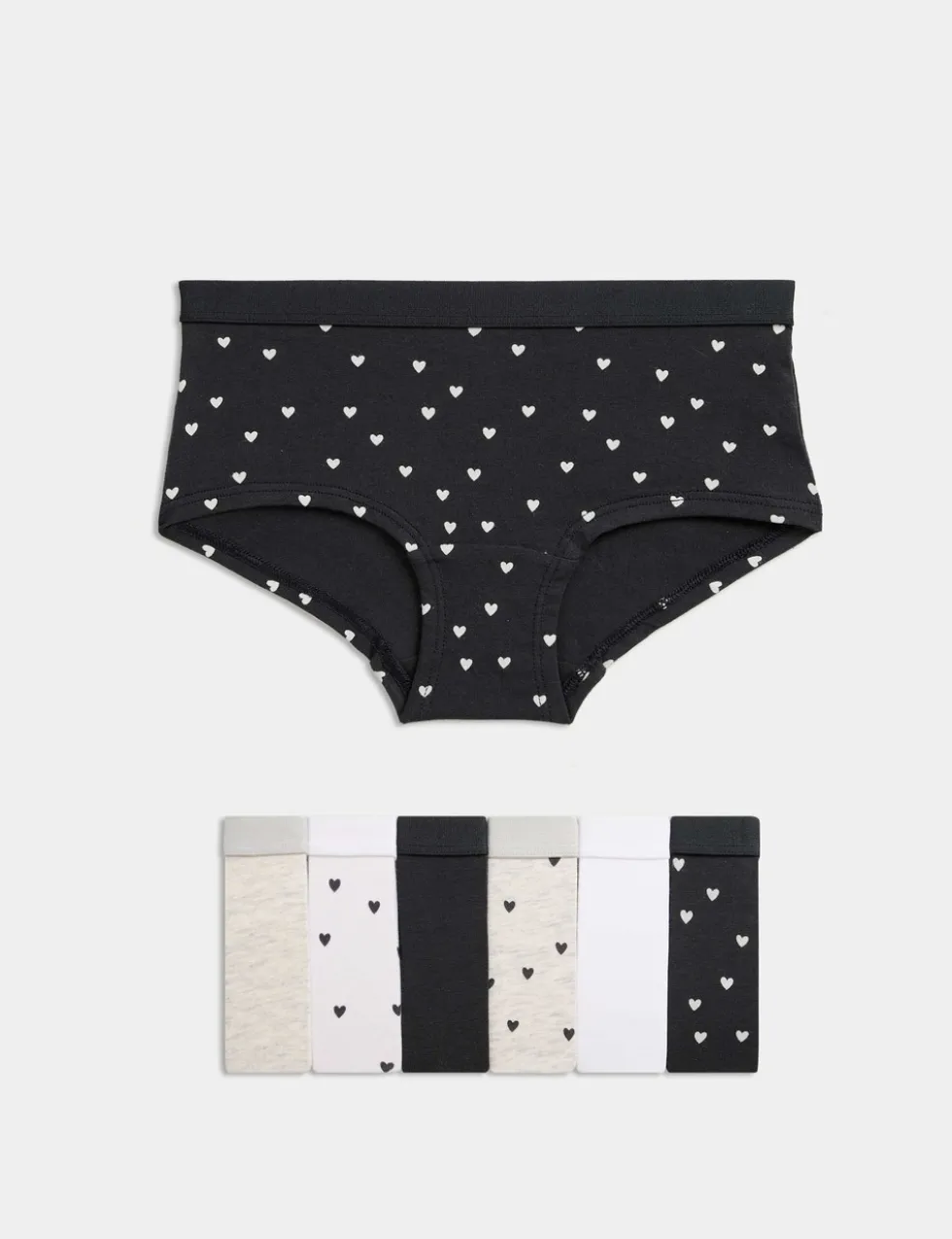 7 Pack Cotton with Stretch Heart Print Shorts (5-16 Yrs)