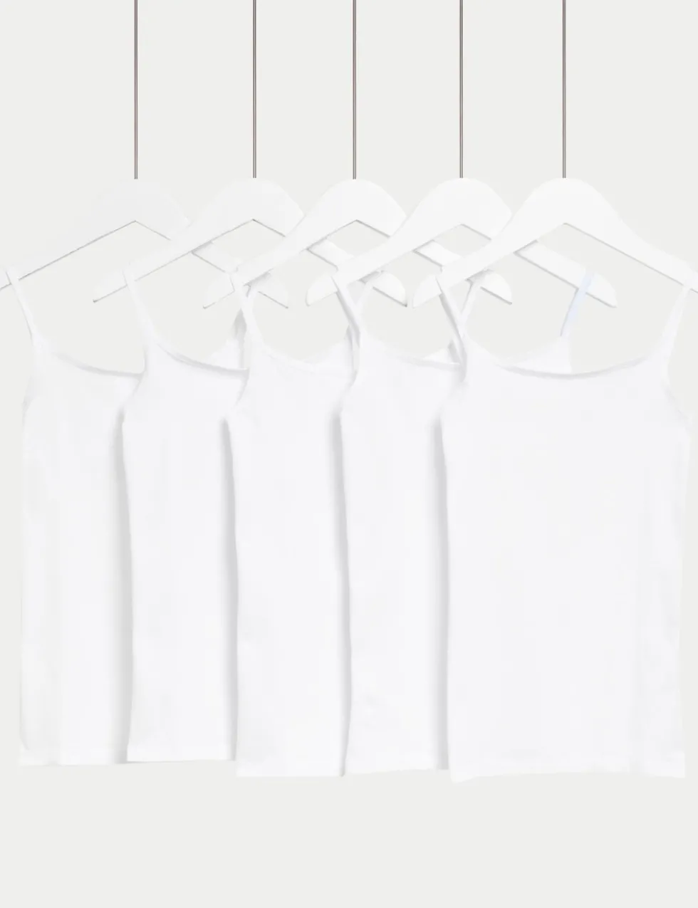 5 Pack Cotton with Stretch Cami Tops (5-14 Yrs)