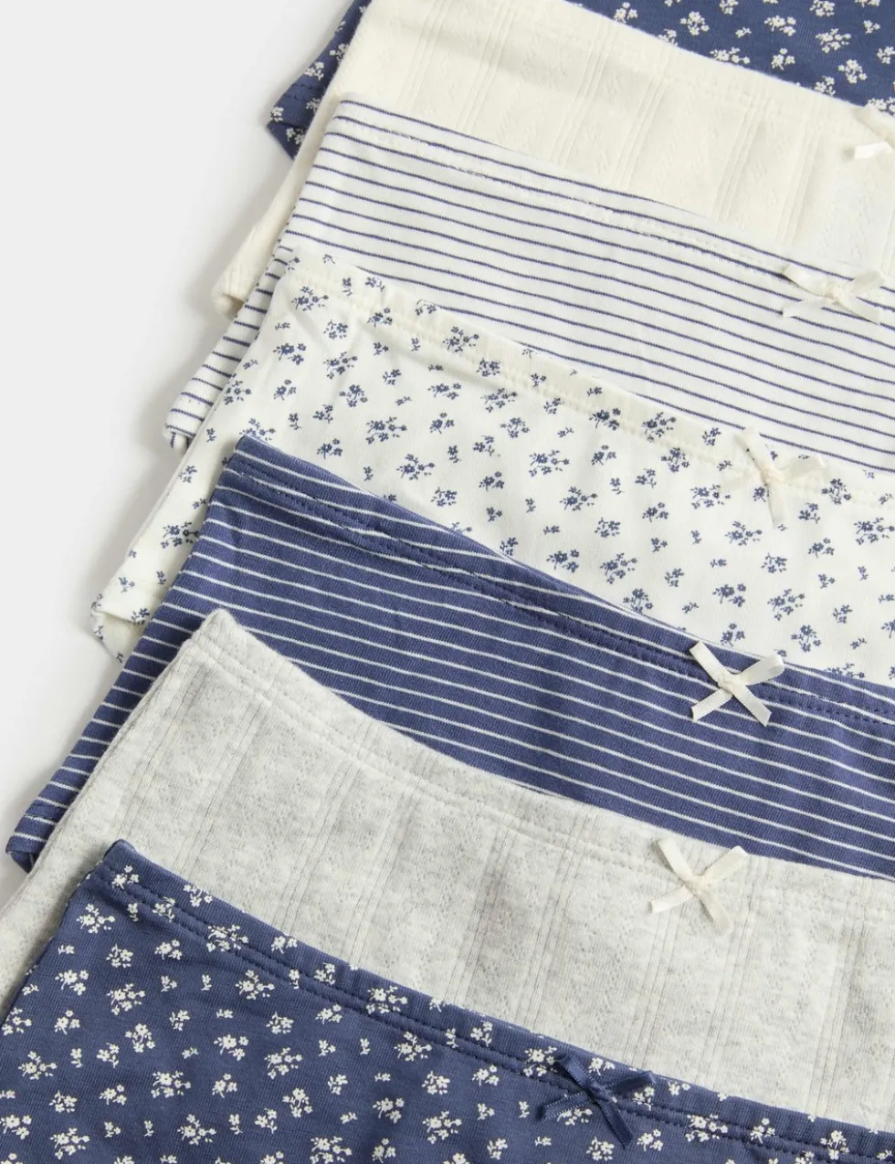 7 Pack Cotton with Stretch Floral Stripe Pointelle Shorts (5-16 Yrs)