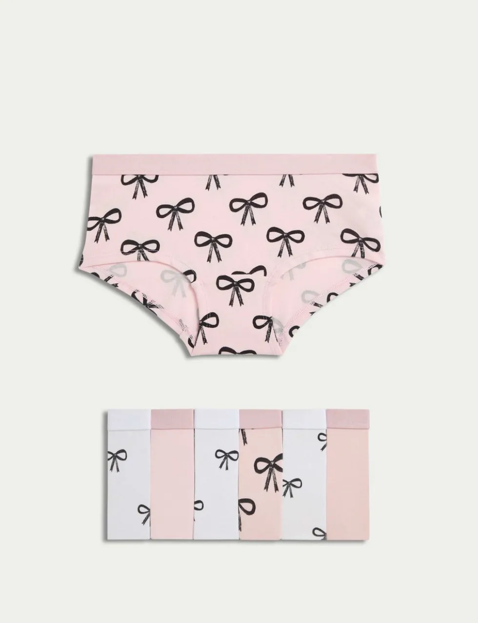 7 Pack Cotton with Stretch Bow Shorts (5-16 Yrs)