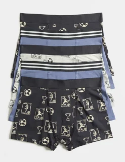 5 Pack Cotton with Stretch Football Trunks (5-16 Yrs)