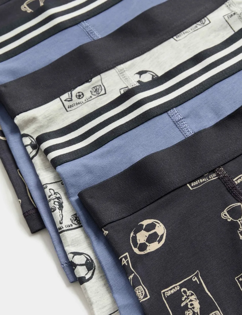 5 Pack Cotton with Stretch Football Trunks (5-16 Yrs)