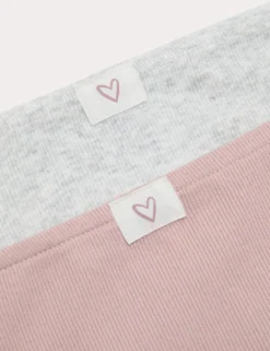 2 Pack Cotton with Stretch Heart Knickers (7-16 Yrs)