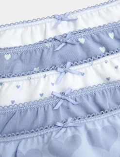 10 Pack Cotton with Stretch Lilac Heart Knickers (2-14 Yrs)