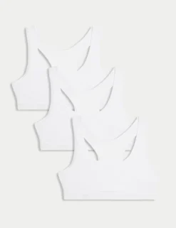 3 Pack Cotton with Stretch Crop Tops (6-16 Yrs)
