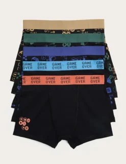 5 Pack Cotton with Stretch Gaming Trunks (5-16 Yrs)