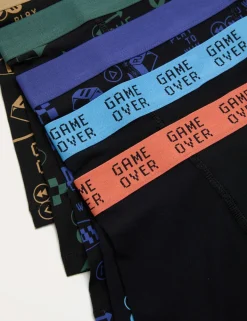 5 Pack Cotton with Stretch Gaming Trunks (5-16 Yrs)