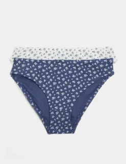 2 Pack Cotton with Stretch Floral Knickers (7-16 Yrs)