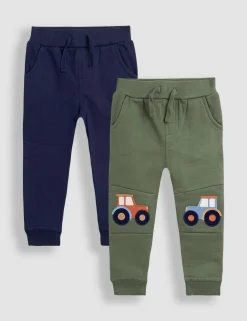2 Pack Cotton-Rich Tractor Applique Joggers (6 Mths-7 Yrs)