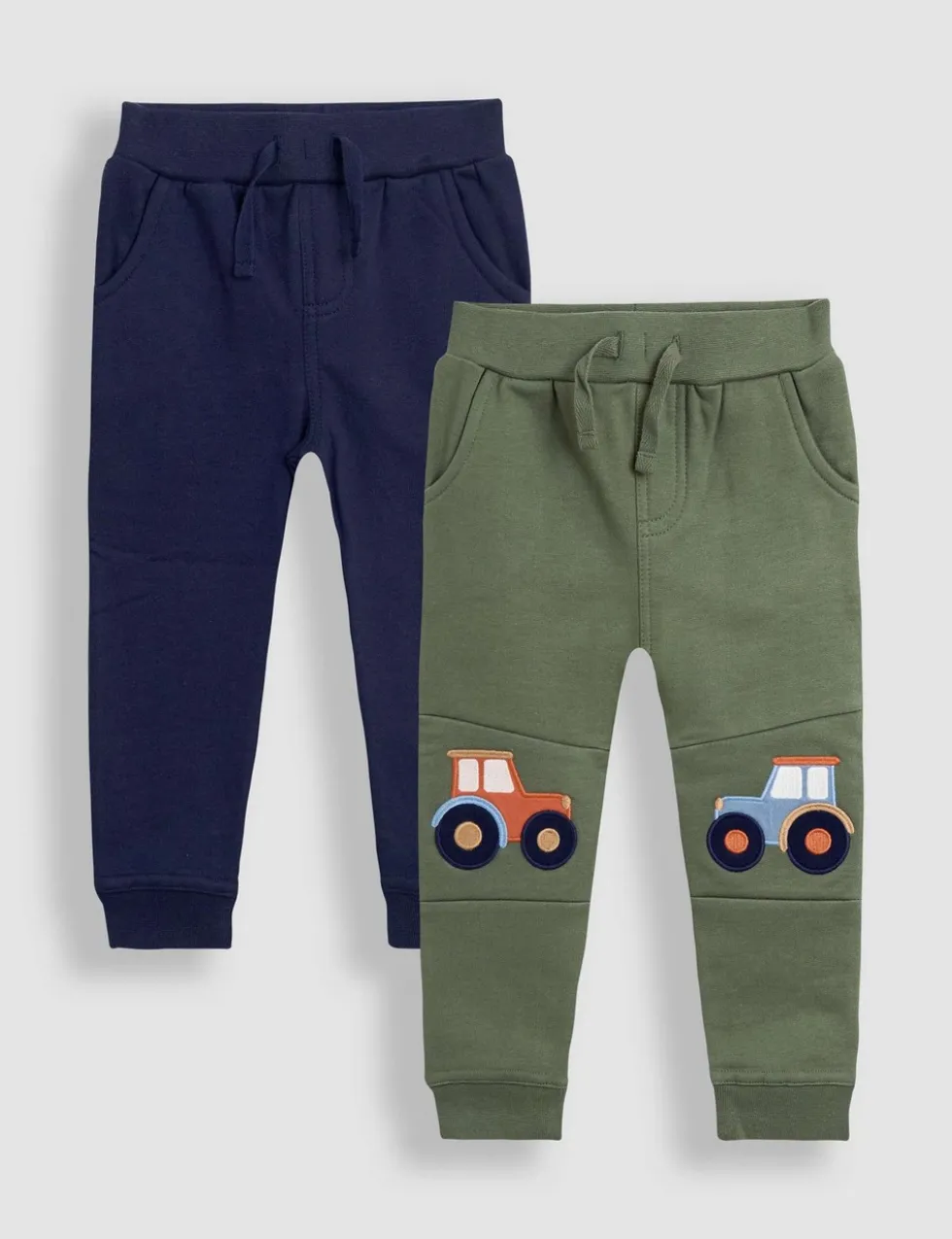 2 Pack Cotton-Rich Tractor Applique Joggers (6 Mths-7 Yrs)
