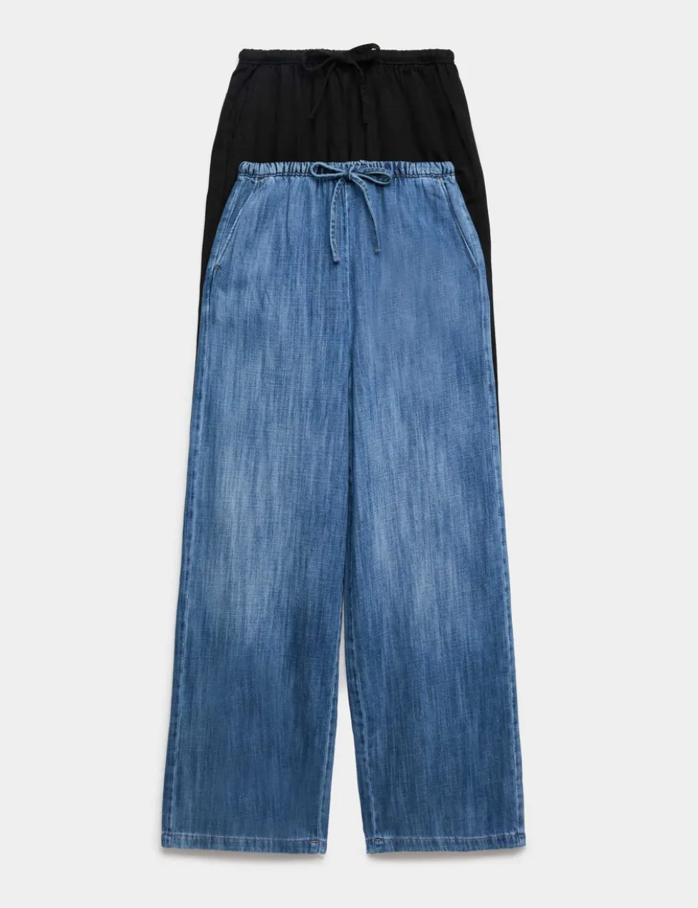 2 Pack Denim Pull On Wide Leg Jeans