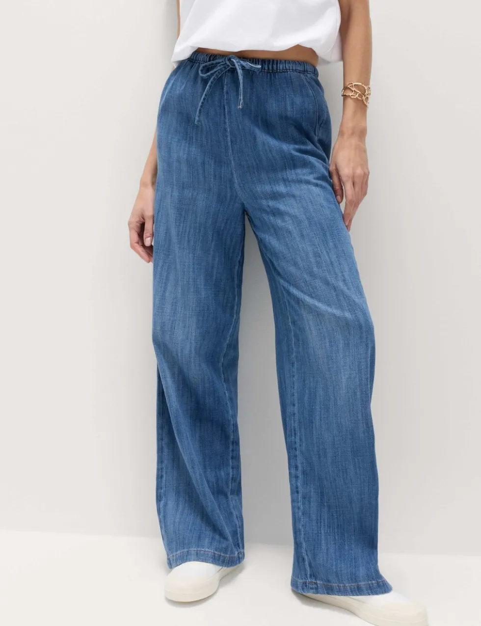 2 Pack Denim Pull On Wide Leg Jeans