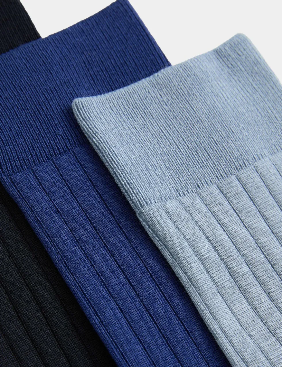 3 Pack Egyptian Cotton Rich Ribbed Socks