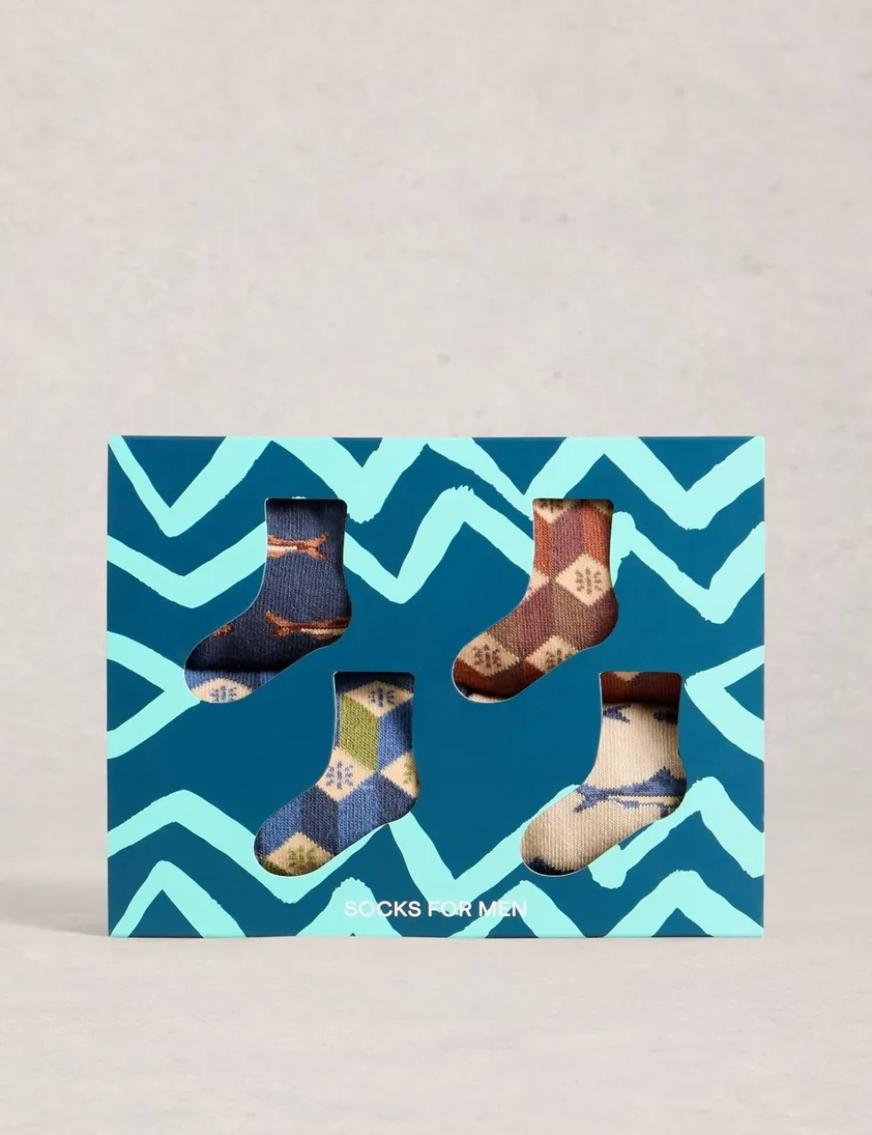 4 Pack Fish Pattern Cotton Rich Socks