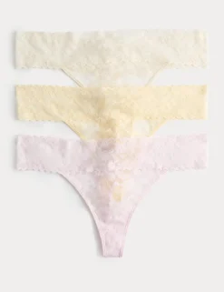 3 Pack Floral Lace Thongs