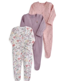3 Pack Floral Sleepsuits (7lbs-24 Mths)