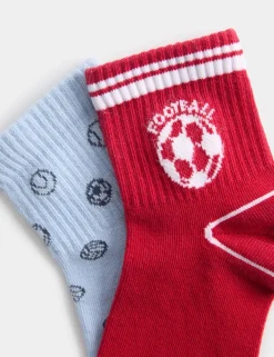 4 Pack Football Graphic Cotton Rich Socks (6 Small - 7 Large)
