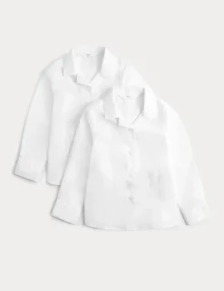 2 Pack Girls' Cotton Blend School Blouses (2-18 Yrs)