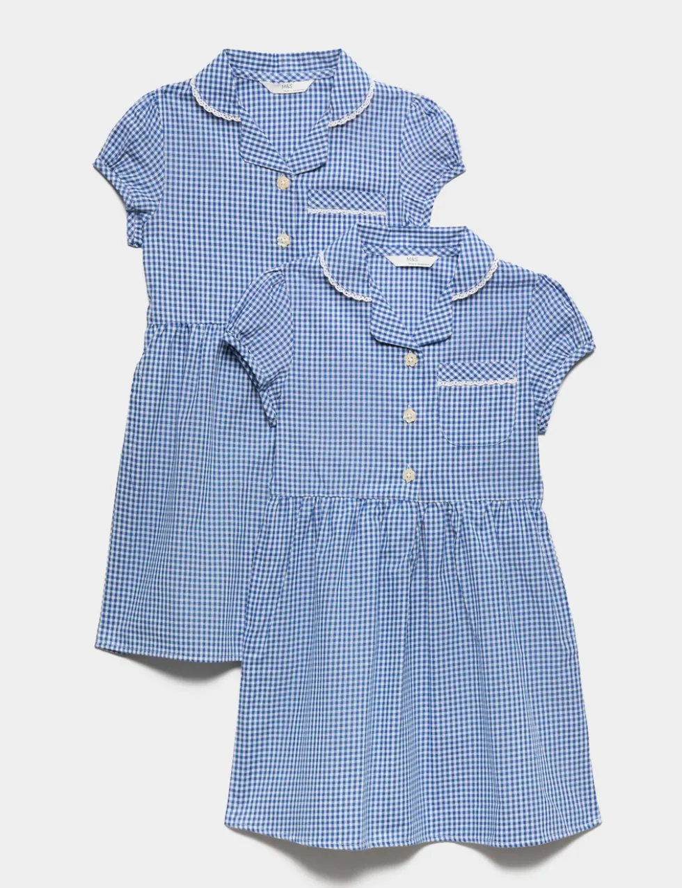 2 Pack Girls' Cotton Rich School Dresses (2-14 Yrs)