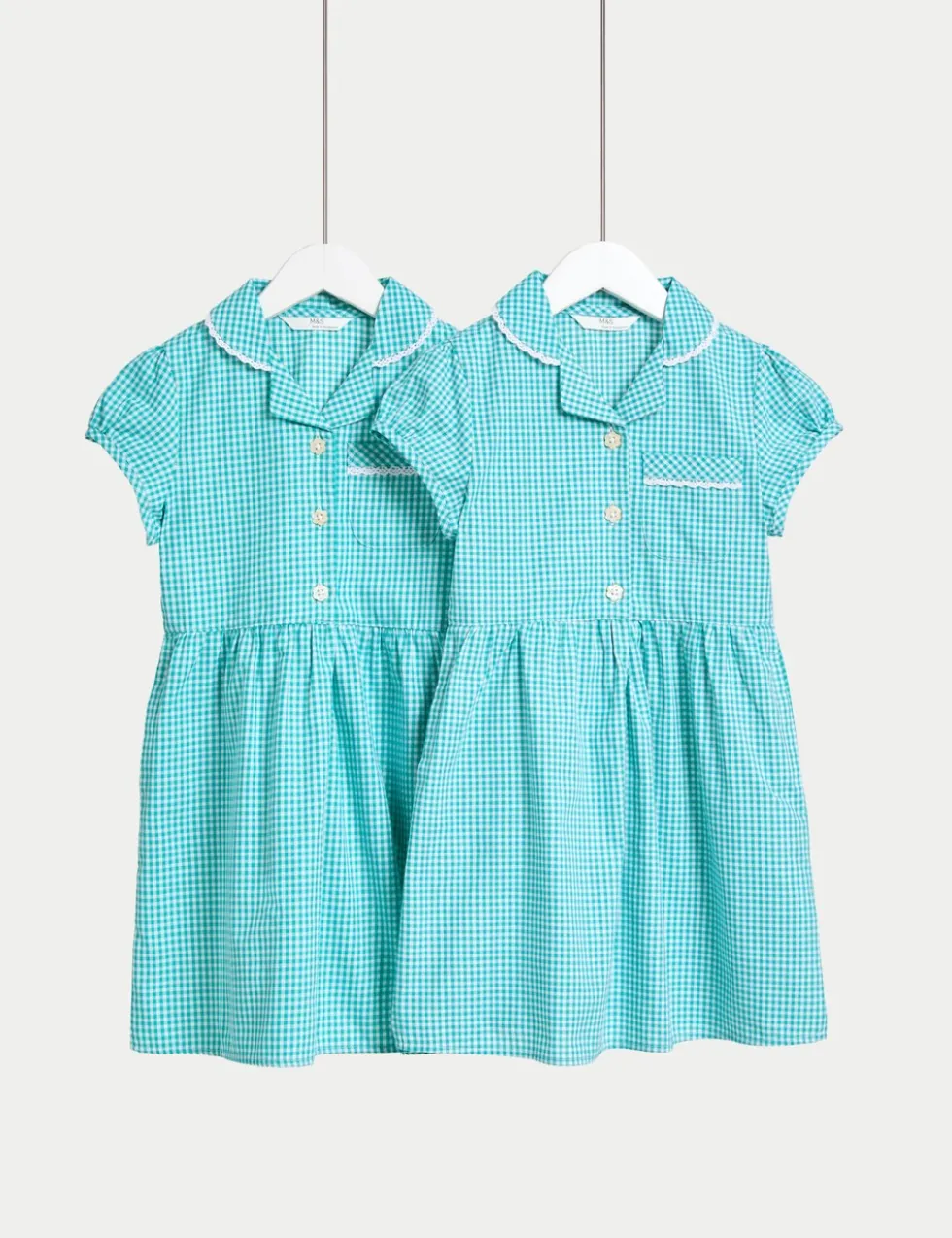 2 Pack Girls' Cotton Rich School Dresses (2-14 Yrs)
