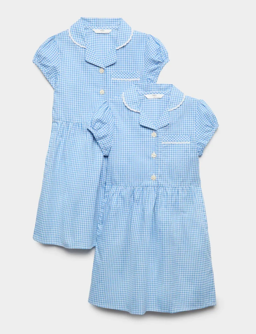 2 Pack Girls' Cotton Rich School Dresses (2-14 Yrs)