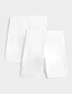 2 Pack Girls' Cotton Rich School Cycling Shorts (2-16 Yrs)