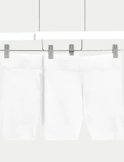 2 Pack Girls' Cotton Rich School Cycling Shorts (2-16 Yrs)