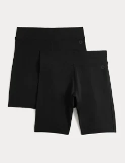 2 Pack Girls' Cotton Rich School Cycling Shorts (2-16 Yrs)