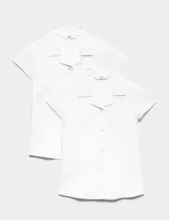 2 Pack Girls' Easy Iron Revere School Shirts (2-16 Yrs)