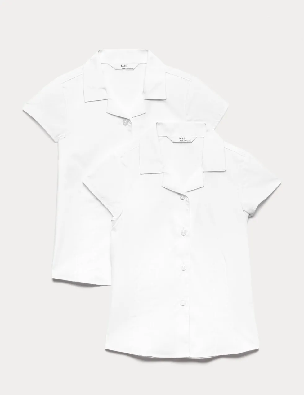 2 Pack Girls' Easy Iron Revere School Shirts (2-16 Yrs)