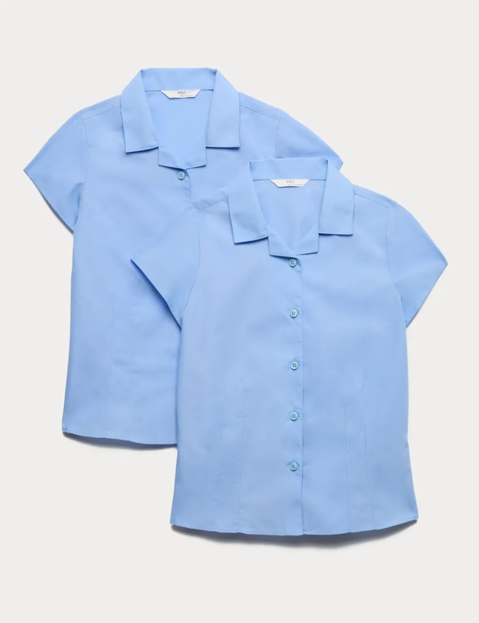 2 Pack Girls' Easy Iron Revere School Shirts (2-16 Yrs)