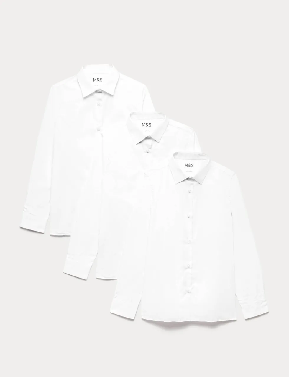 3 Pack Girls' Easy Iron School Shirts (2-16 Yrs)