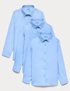 3 Pack Girls' Easy Iron School Shirts (2-16 Yrs)