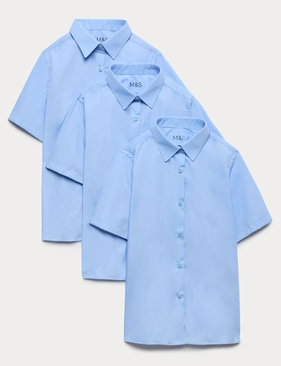3 Pack Girls' Easy Iron School Shirts (2-16 Yrs)