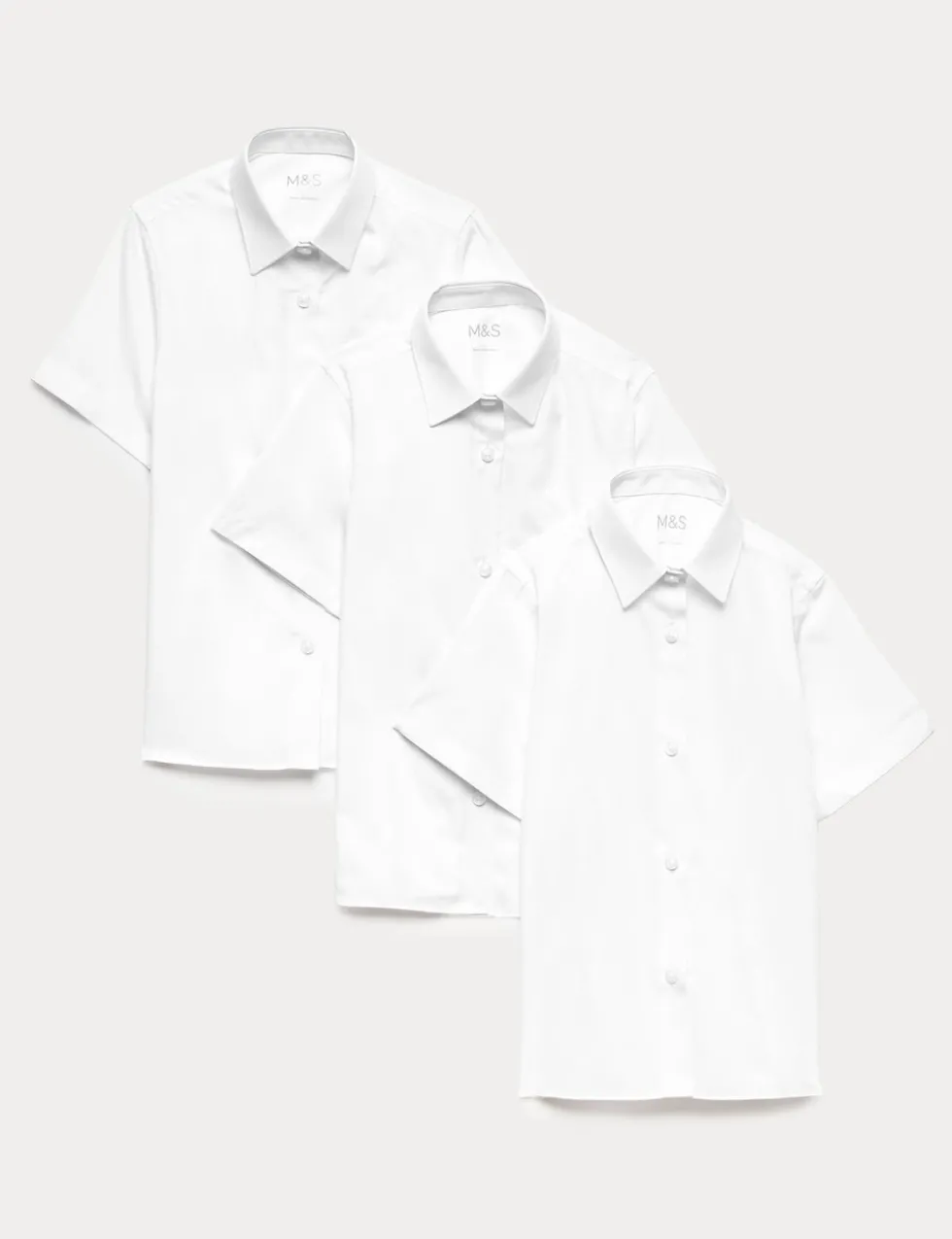 3 Pack Girls' Easy Iron School Shirts (2-16 Yrs)