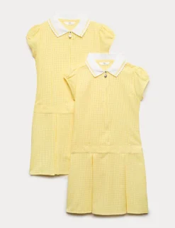 2 Pack Girls' Gingham School Dress (2-14 Yrs)