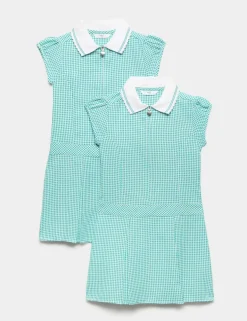 2 Pack Girls' Gingham School Dress (2-14 Yrs)