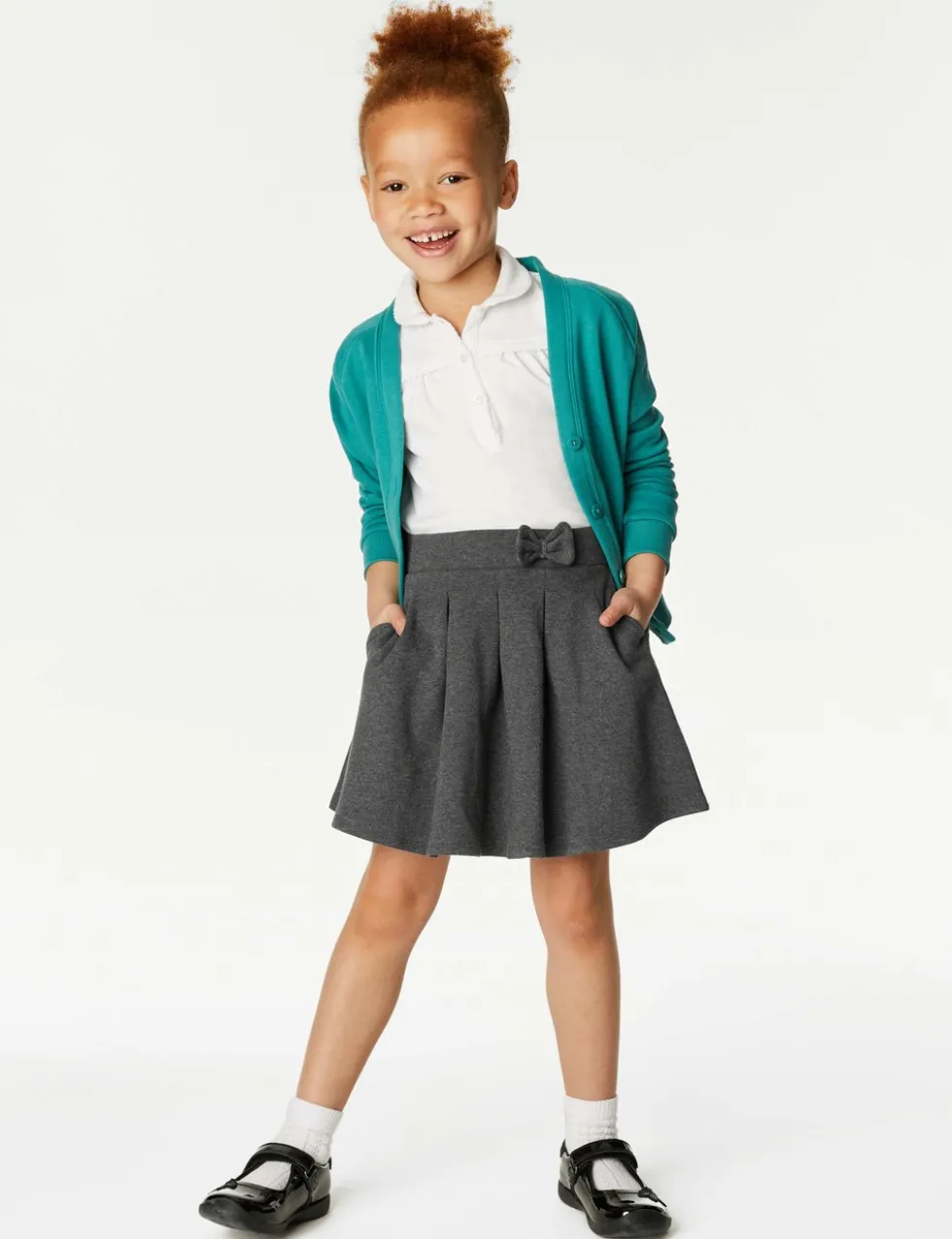 2 Pack Girls' Jersey Bow School Skirts (2-14 Yrs)