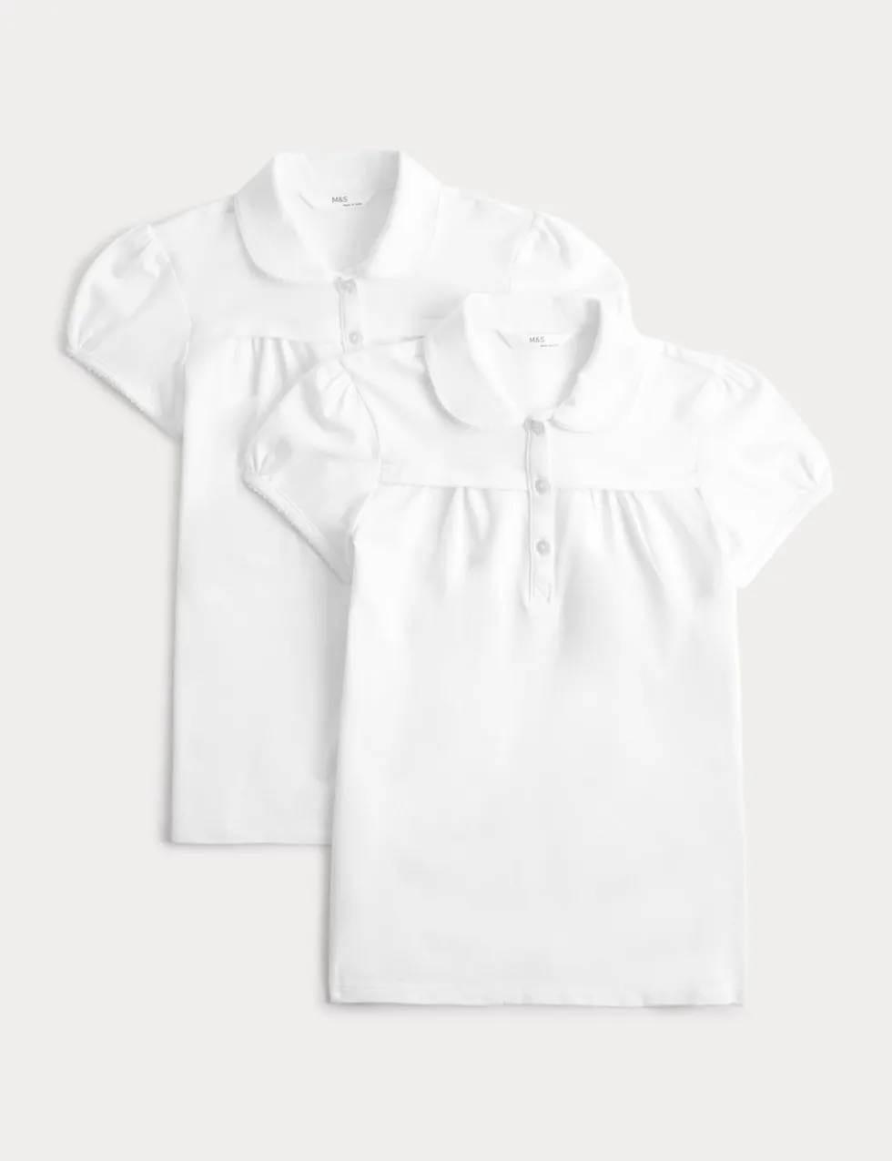 2 Pack Girls' Jersey School Polo Shirts (2-18 Yrs)