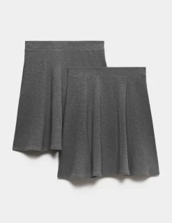 2 Pack Girls' Jersey Skater School Skirts (2-18 Yrs)