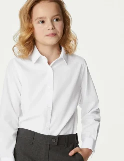 3 Pack Girls' Longer Length Easy Iron School Shirts (4-18 Yrs)