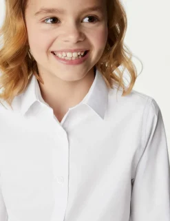 3 Pack Girls' Longer Length Easy Iron School Shirts (4-18 Yrs)