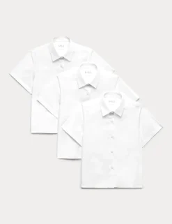3 Pack Girls' Plus Fit Easy Iron School Shirts (4-18 Yrs)