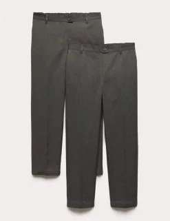 2 Pack Girls' Plus Fit Regular Leg Trousers (2-18 Yrs)