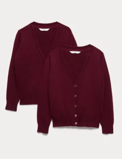 2 Pack Girls' Pure Cotton School Cardigan (3-18 Yrs)